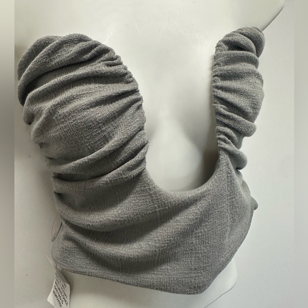 Gray Ruched Strapless Top - Picture 2 of 2